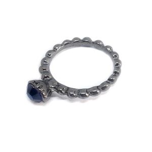 Ring Gunmetal Beaded Faux Black Diamond